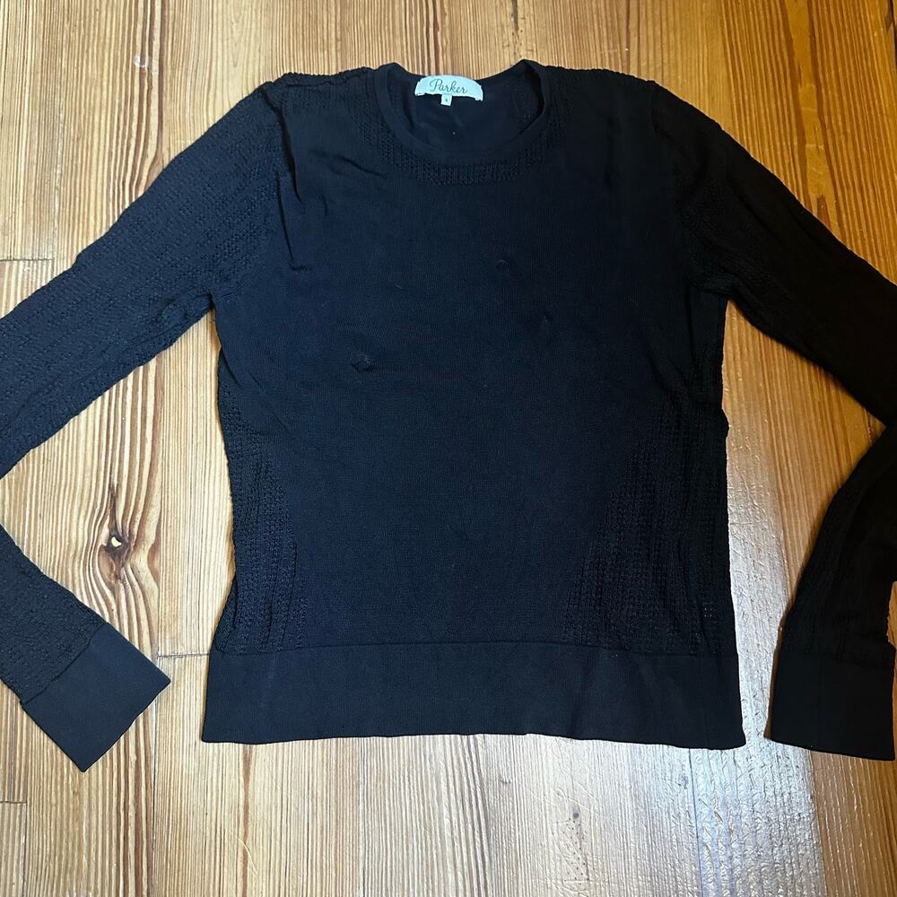 Parker Design‎ sleeve knit black long designer tee SIZE S